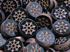 Wheel Coin Beads 12 mm, Jet Black Bronze Luster, Czech Glass