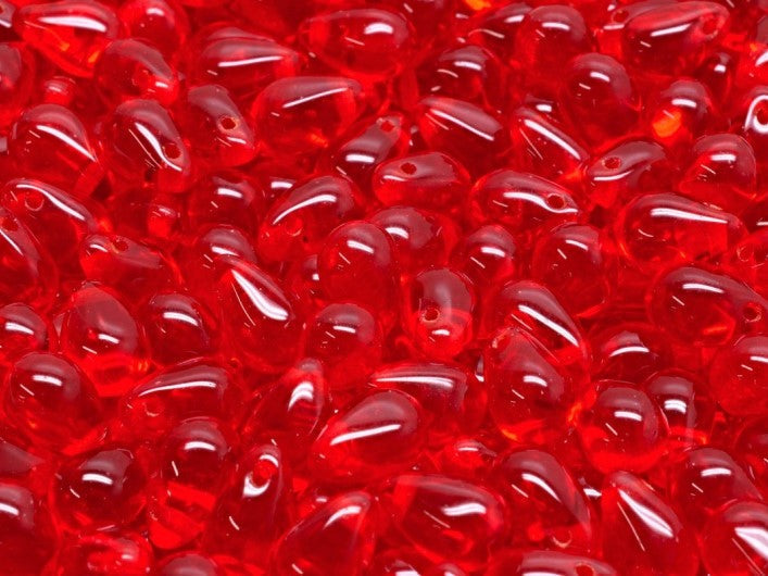 Teardrop Beads 6x9 mm, Siam Red, Czech Glass