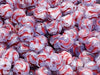 Yarn Ball Beads 8 mm, Half Crystal Opal White with Red Decor, Czech Glass