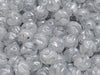 Yarn Ball Beads 8 mm, Opal White with Silver Decor, Czech Glass