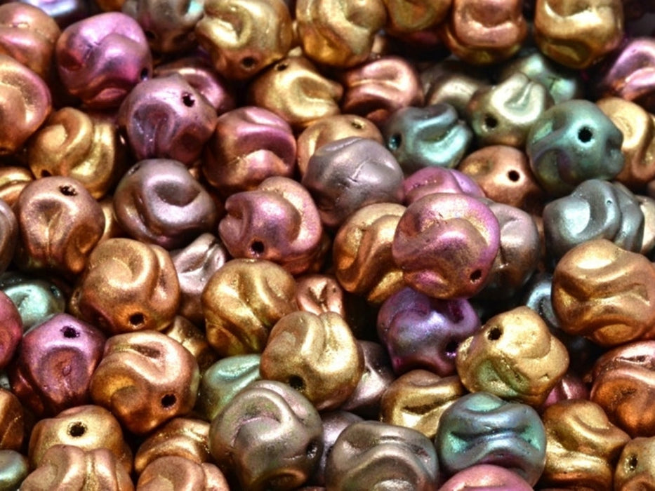 Yarn Ball Beads 8 mm, Crystal Purple Iris Gold, Czech Glass