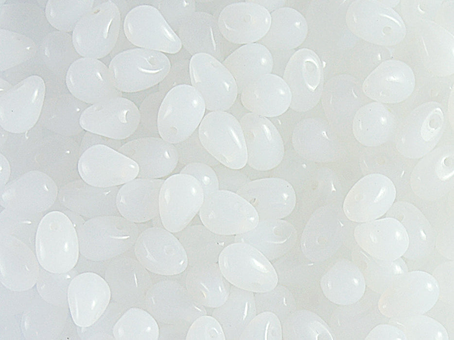 250 g  Teardrop Small Glass Beads, 4x6mm, White Alabaster, Czech Glass