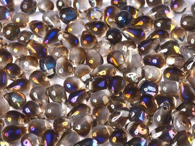 250 g  Teardrop Small Glass Beads, 4x6mm, Crystal Azuro, Czech Glass